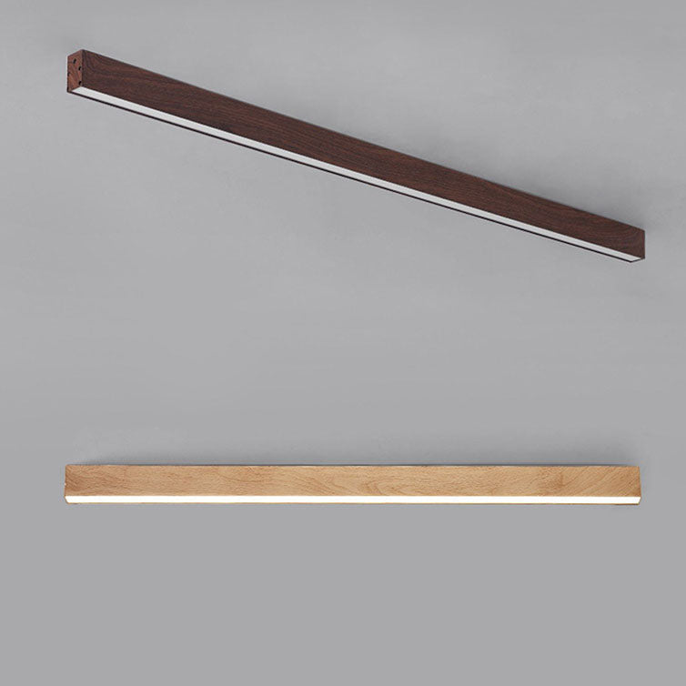 Hardwired LED Ceiling Light Fixture 24 in Aluminum Walnut Finish for Bedroom Living Room Hallway