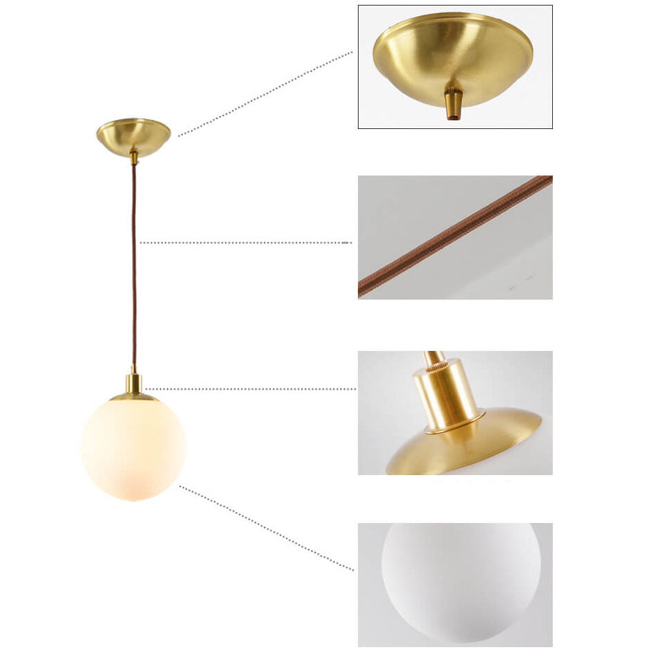 Adjustable Ceiling Pendant with Glass Shade for Entryway, Den, or Sleeping Space - Modern Suspended Fixture in White or Gold - 10 Inch Globe | Thomler