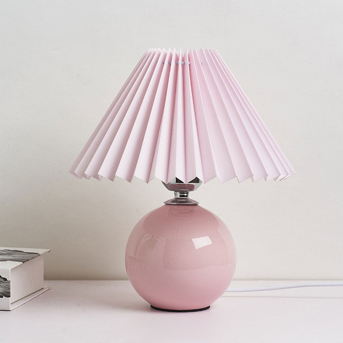 Ceramic Accent Lamp with Fabric Shade 11x9.5 in E26 Socket for Nightstand Desk Study Room Reading Light Modern Home Decor | Thomler