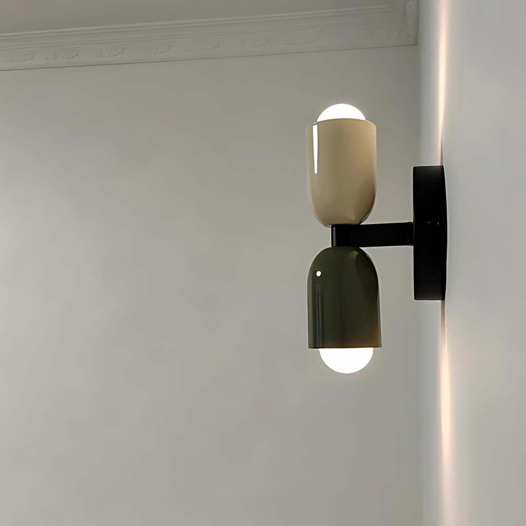 Dual-Socket Iron Sconce Warm Glow 4.7-Inch Cream E27 Fixture Compact Entry Bedroom Hallway Ambient Uplighting Living Room Corridor | Thomler