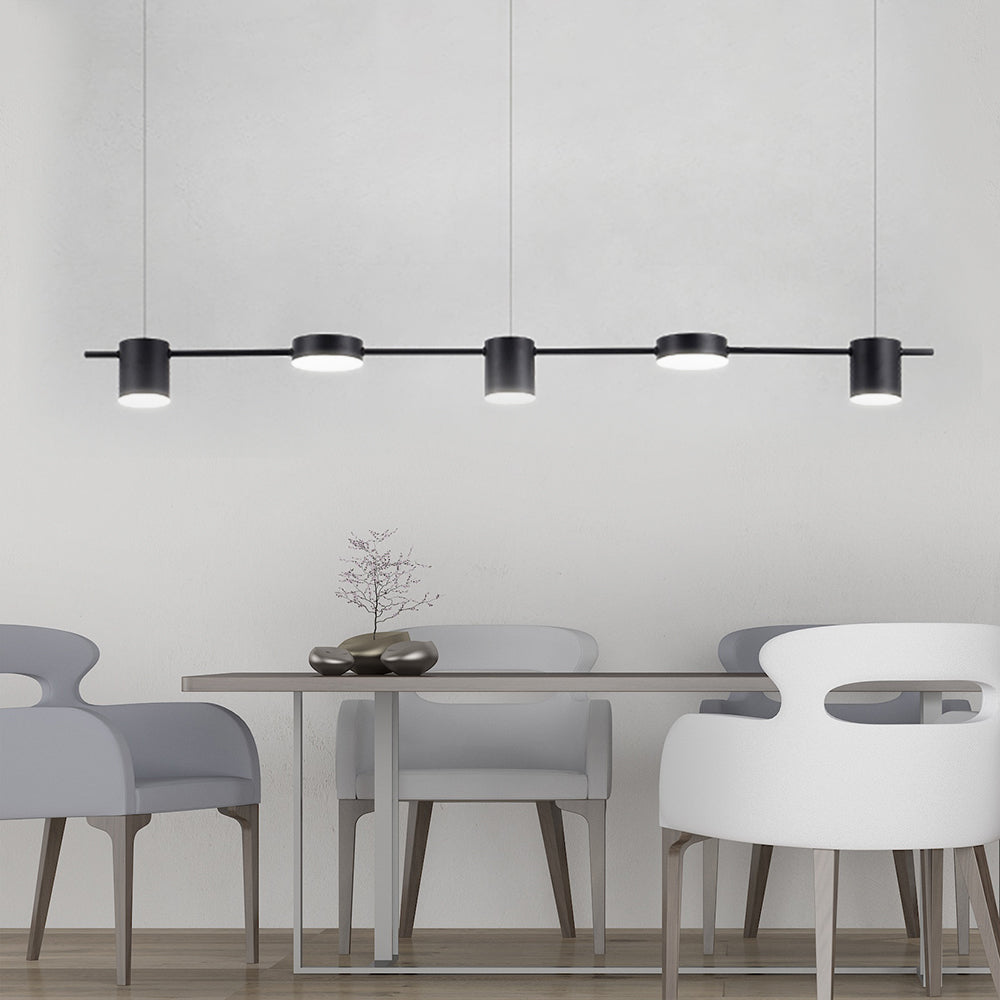 Lineare Deckenleuchte mit mehreren Lichtquellen und verstellbarer Abhängung – Aluminium-Spotlight-Schiene in matter und metallischer Zweifarben-Optik – LED-Arbeitsbeleuchtung für Kücheninseln | Thomler