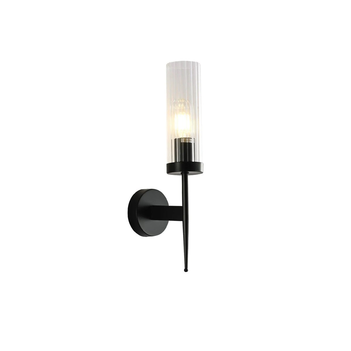 Textured Glass Wall Sconce with Steel Frame - Dimmable E27 Socket - 16 inch Height - Modern Art Deco Fixture for Hallways Bedrooms Living Sp | Thomler