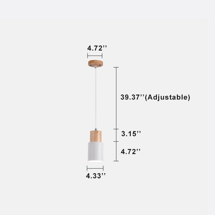 Hanging Ceiling Fixture Metal Wood Shade 4.3 Inch Diameter E26 Socket Adjustable Height Chain for Kitchen Island Dining Room Bar Café | Thomler