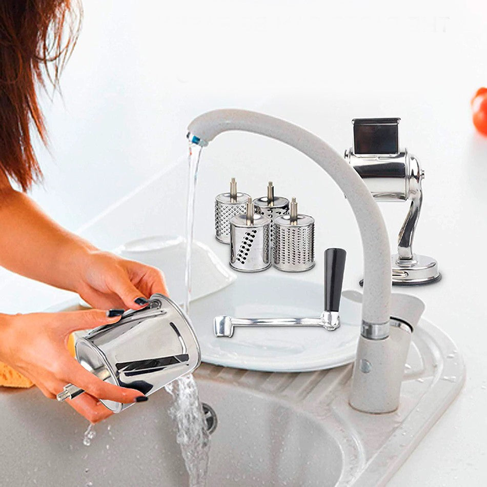 Multi-Functional Rotary Food Grater, Shredder and Slicer