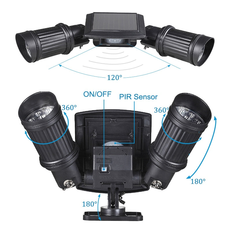 Solar-Leuchte mit Bewegungsmelder, 600 Lumen LED und 360-Grad-Rotation