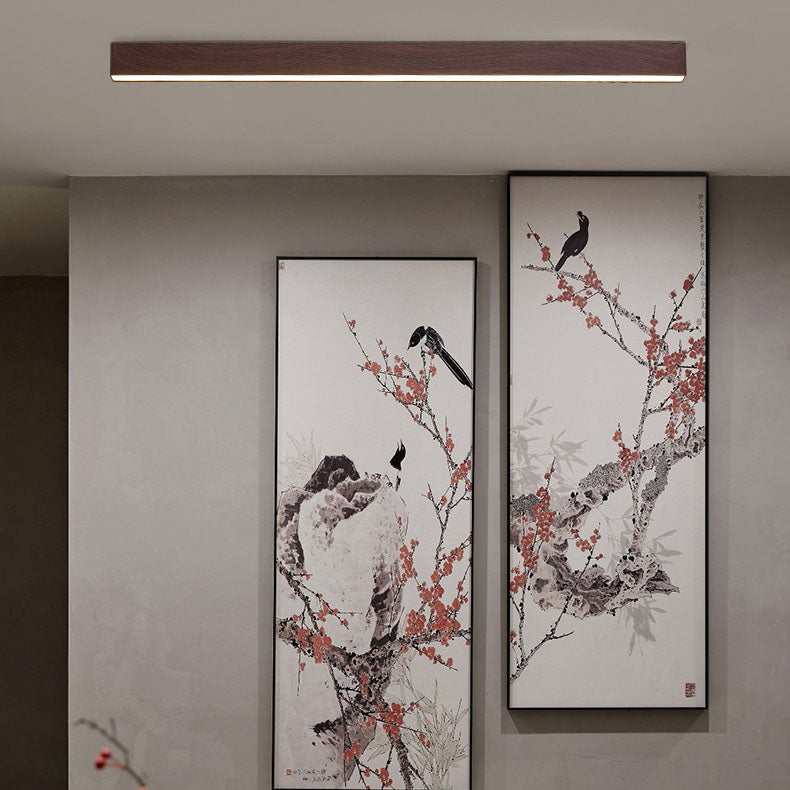 Hardwired LED Ceiling Light Fixture 24 in Aluminum Walnut Finish for Bedroom Living Room Hallway