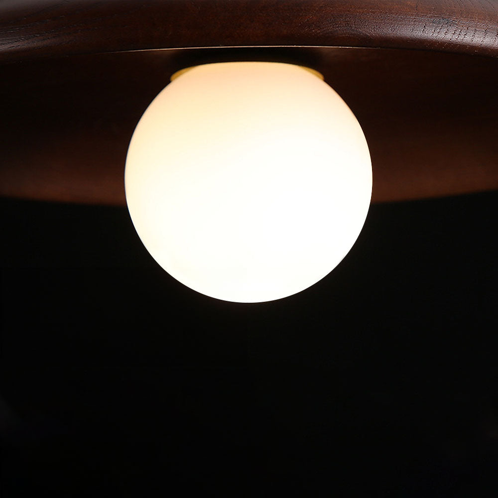 Flush Mount Wood Sphere Light Fixture Low Profile 6 in Height Warm Glow for Bedrooms Entryways Compact Spaces Modern Minimalist Style Natura | Thomler