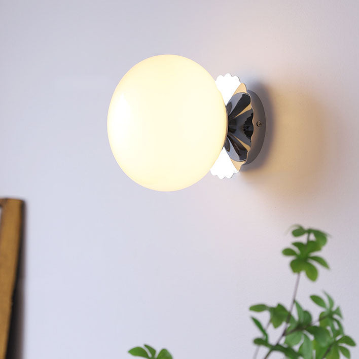 Metal & Glass Sconce Fixture 7 in Pink Beige White E26 Socket for Bedroom Office Hallway Ambient Task Lighting | Thomler