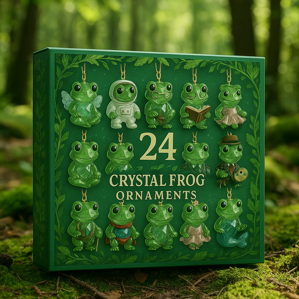 Crystal Frog Ornament Advent Calendar – 24 Miniature Collectible Charms for Christmas Countdown & Year-Round Display