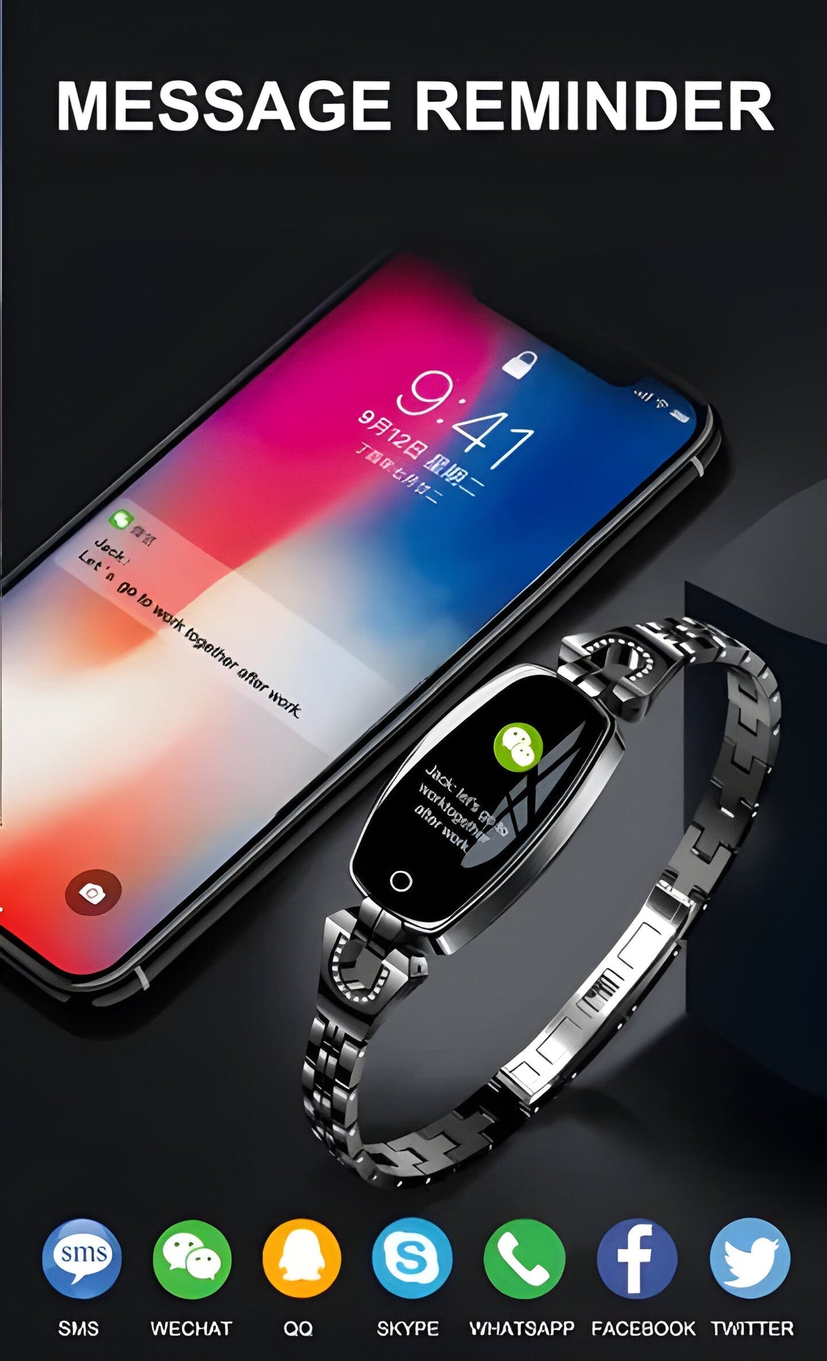 Activiteitstracker-armband voor dames met hartslag- en slaapmonitor, waterdichte draagbare wellness-band met sieraadkettingontwerp voor iPhone & | Thomler