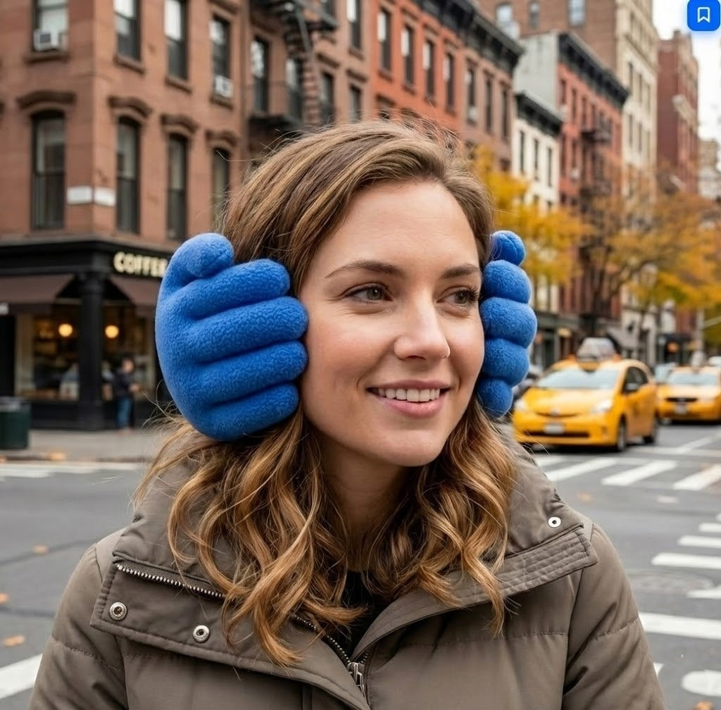 Plush Hand-Shaped Ear Warmers – Padded Winter Earmuffs for Men & Women