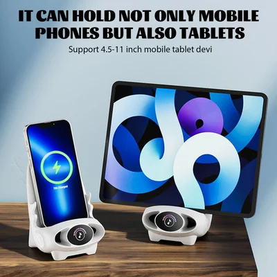 15W Fast Wireless Charging Stand with Portrait & Landscape Support for iPhone & Android Smartphones | Desk Phone Holder & Charger