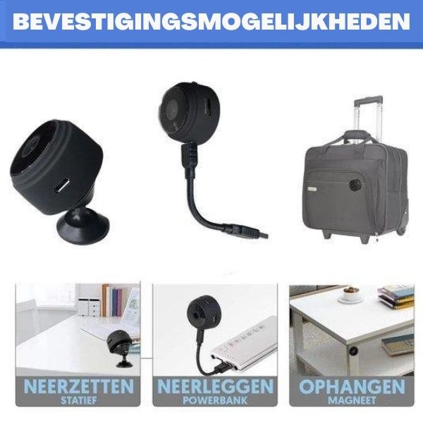 Draadloze mini-beveiligingscamera HD 1080P voor binnenshuis, home monitoring systeem met nachtzicht, 150-graden groothoeklens, oplaadbaar, wifi-bewaking | Thomler