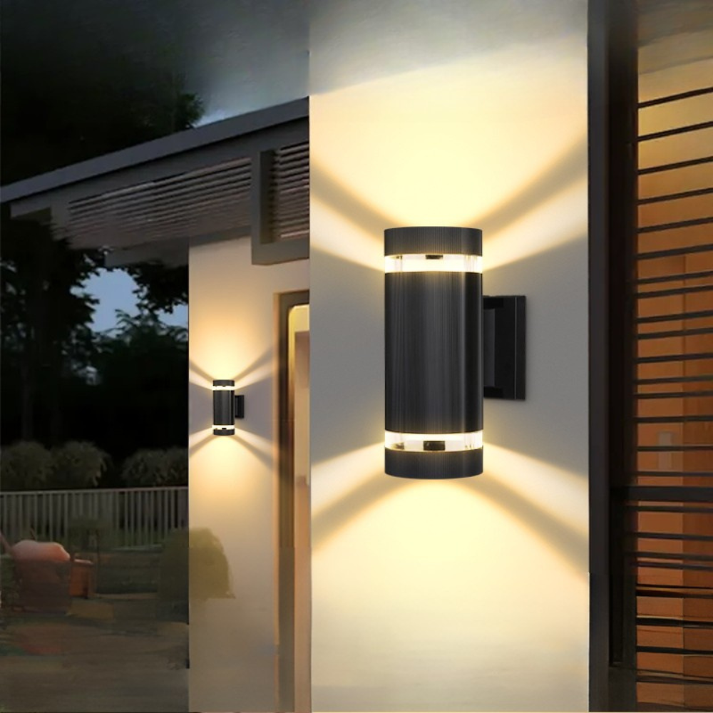 Aplique de pared para exterior impermeable, luz bidireccional negra para entrada, patio, jardín y porche, casquillo E27, luminaria exterior IP65 para estilos moderno y tradicional | Thomler