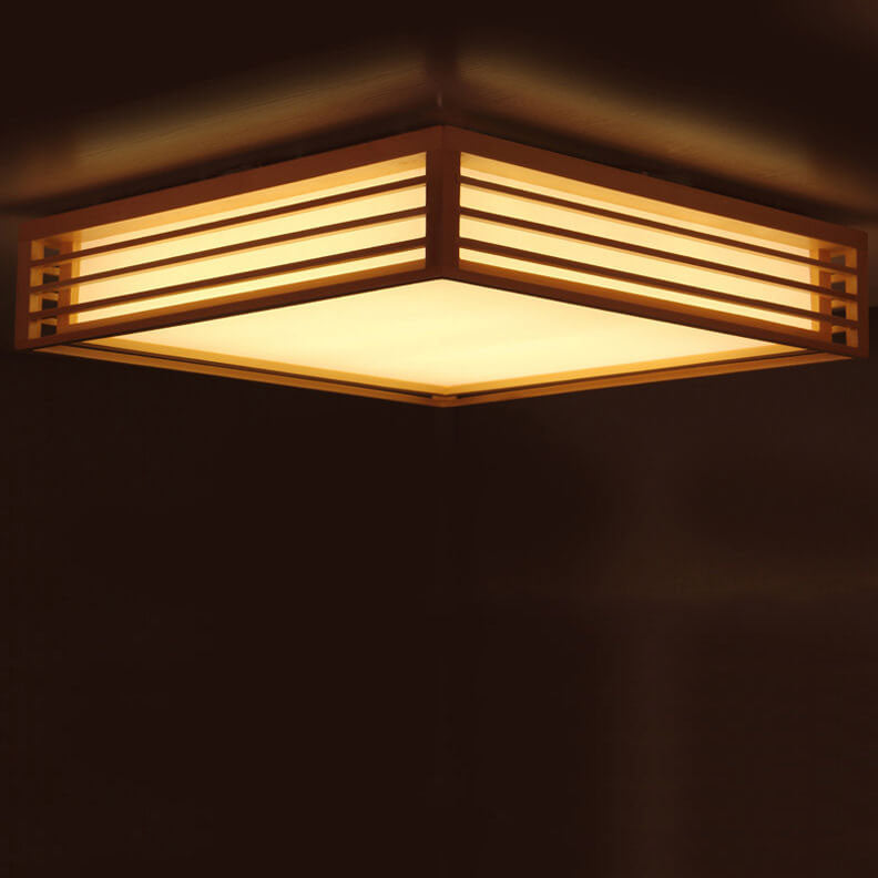 LED Round Ceiling Fixture 14-inch Wood & Acrylic Contemporary Overhead Light for Bedroom Kitchen Bathroom Home Office | Thomler