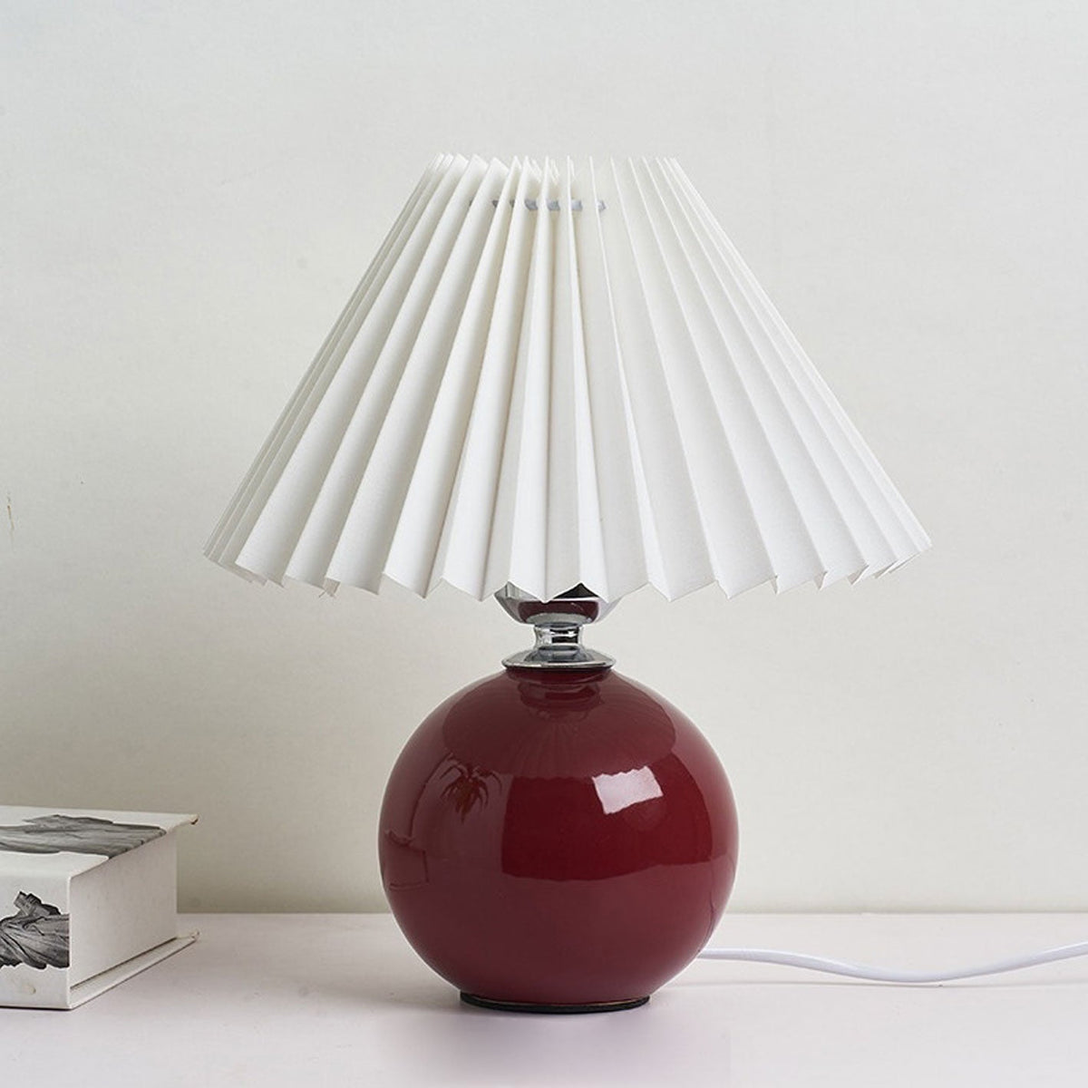 Ceramic Accent Lamp with Fabric Shade 11x9.5 in E26 Socket for Nightstand Desk Study Room Reading Light Modern Home Decor | Thomler