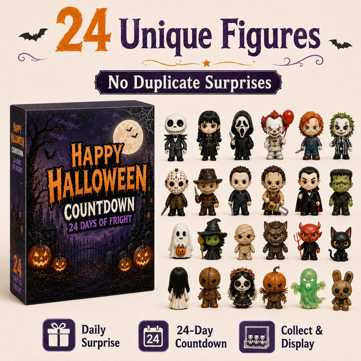 Colección de cuenta regresiva de misterio de Halloween de 24 días