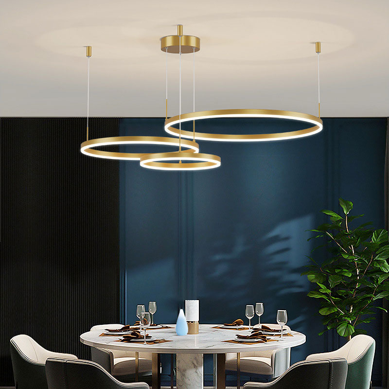 Multi-Ring LED Chandelier 16–31 in Adjustable Height Metal Acrylic Fixture Dimmable Ceiling Light for Dining Living Rooms Modern Suspended H | Thomler