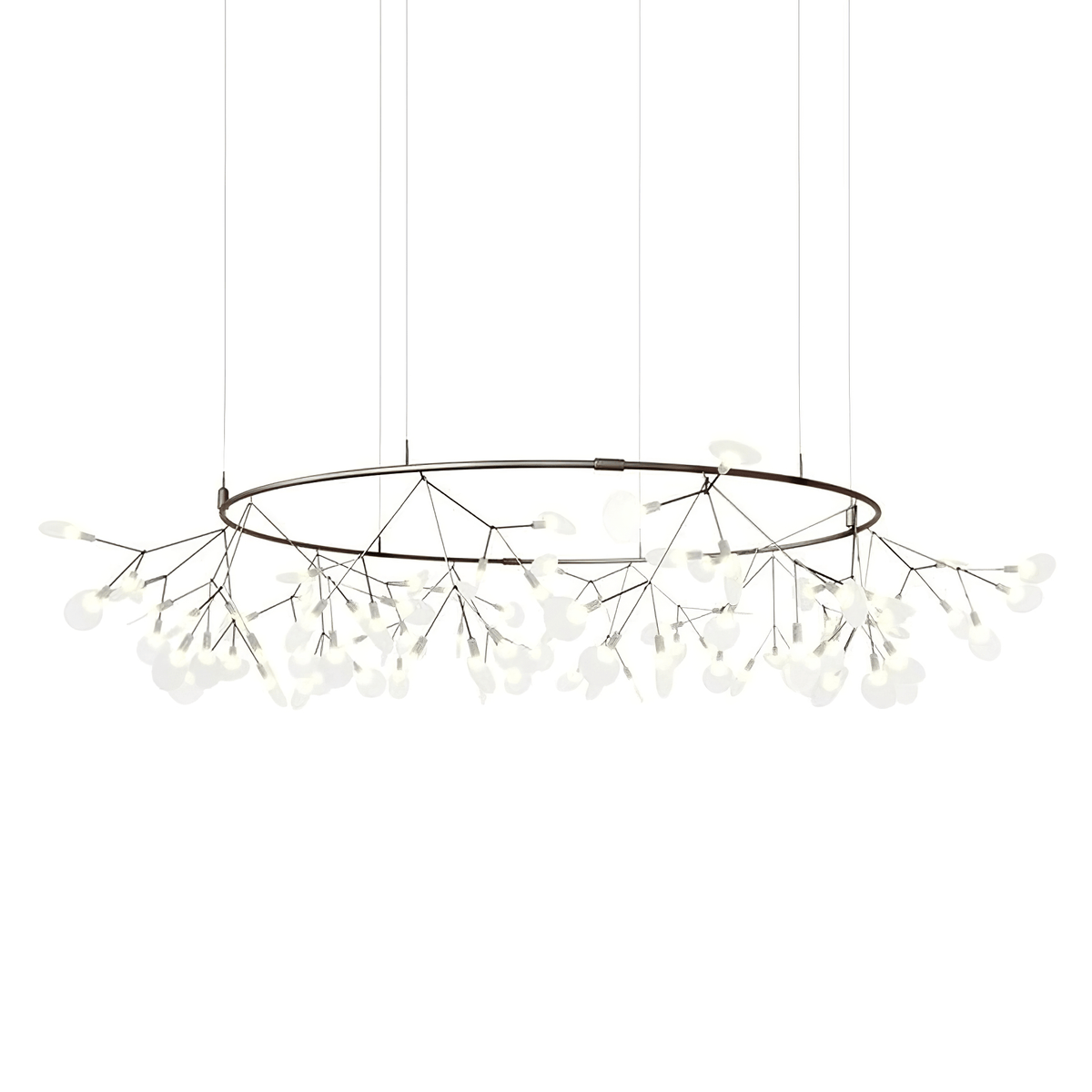 Vertakkende led-kroonluchter met acryl bloemblaadjes, zwarte afwerking, 20W geïntegreerde verlichting, dimbaar, optionele afstandsbediening, modern statement-armatuur, voor binnenshuis/woonkamer