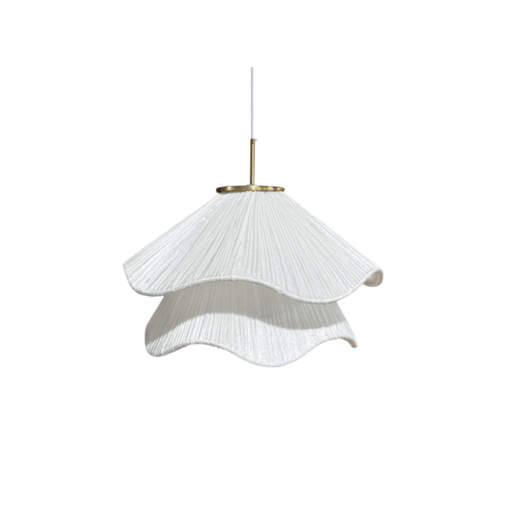 Lámpara colgante de pétalos de flores en capas, blanca y dorada, 24 pulgadas de diámetro, altura ajustable para comedor, cocina, dormitorio, sobre la mesa o isla | Thomler