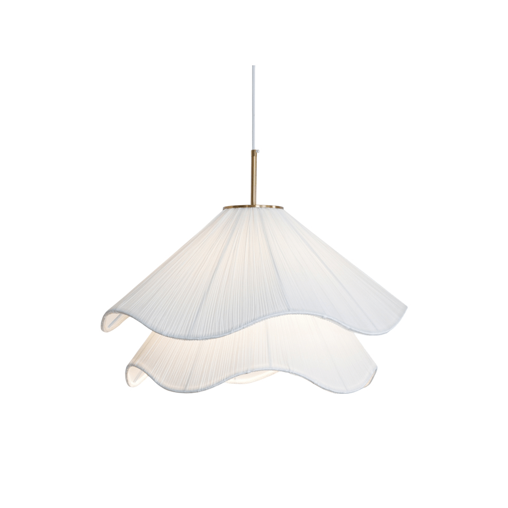 Lámpara colgante de pétalos de flores en capas, blanca y dorada, 24 pulgadas de diámetro, altura ajustable para comedor, cocina, dormitorio, sobre la mesa o isla | Thomler