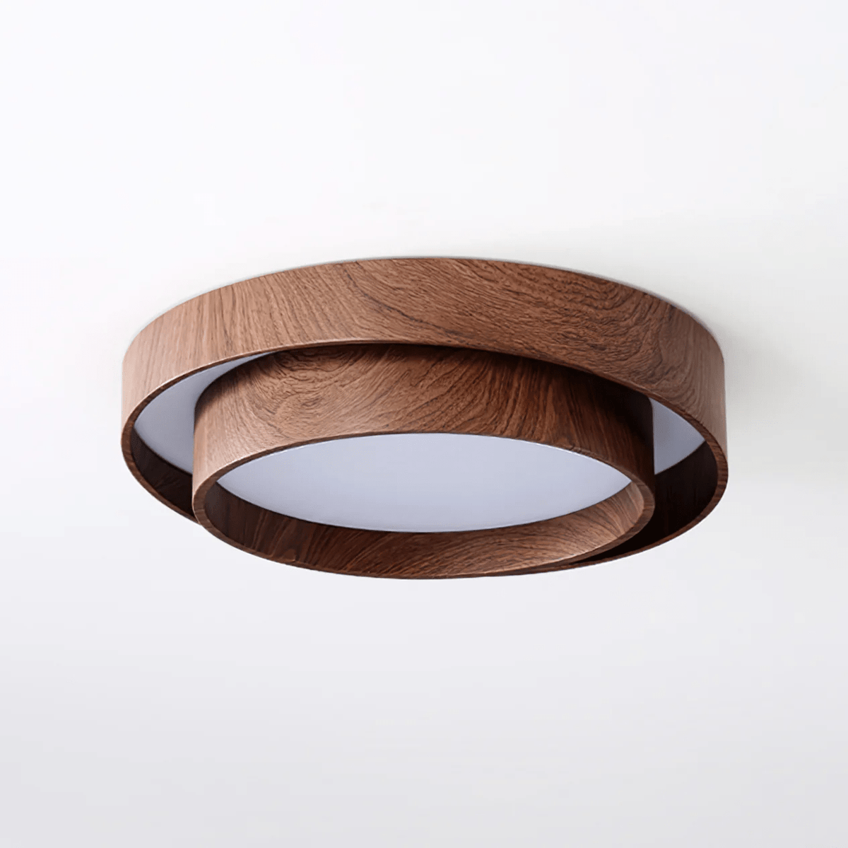 Flush Mount LED Light Fixture Walnut Finish for Bedroom Living Room Dining Area Low Profile Ambient Overhead Lighting Minimalist Contemporar | Thomler