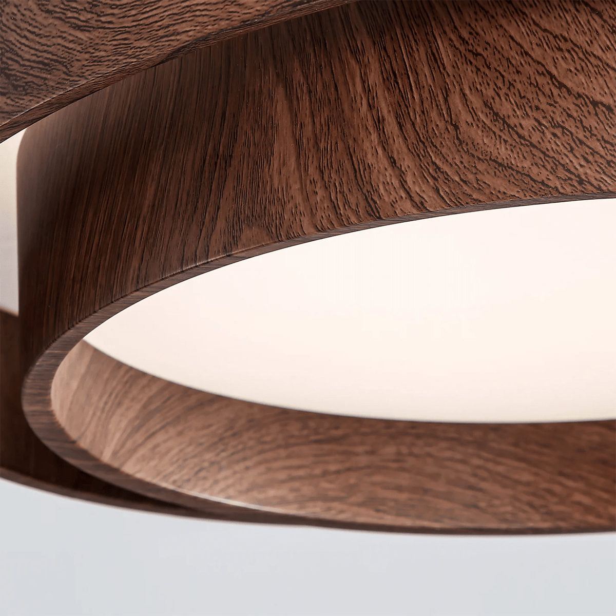 Flush Mount LED Light Fixture Walnut Finish for Bedroom Living Room Dining Area Low Profile Ambient Overhead Lighting Minimalist Contemporar | Thomler