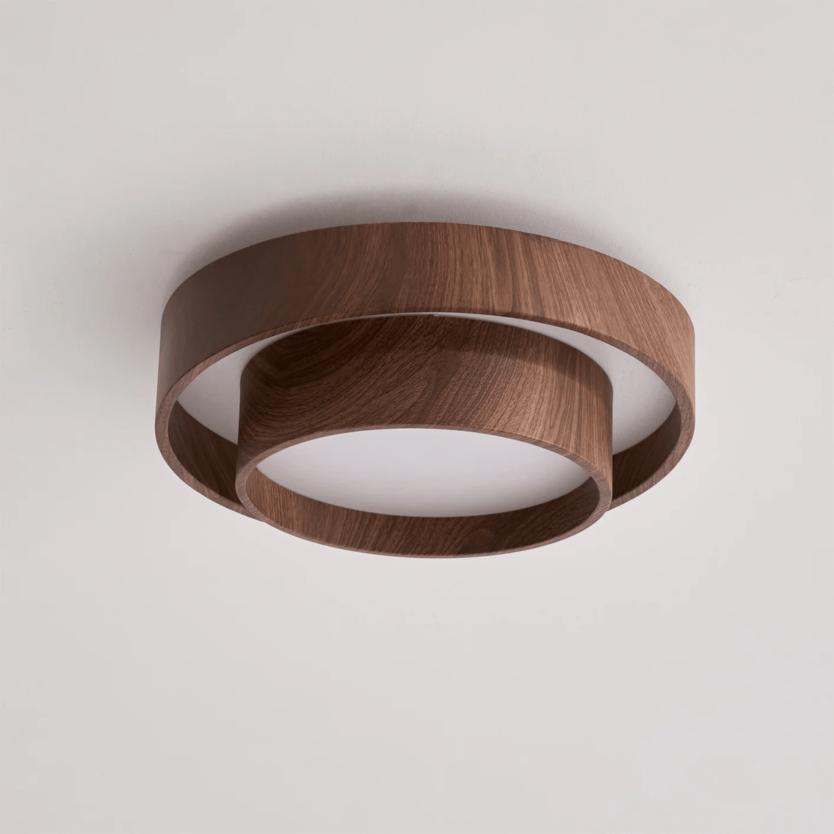 Flush Mount LED Light Fixture Walnut Finish for Bedroom Living Room Dining Area Low Profile Ambient Overhead Lighting Minimalist Contemporar | Thomler