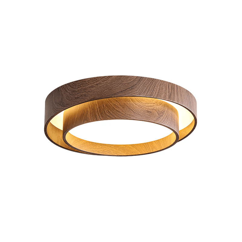 Flush Mount LED Light Fixture Walnut Finish for Bedroom Living Room Dining Area Low Profile Ambient Overhead Lighting Minimalist Contemporar | Thomler