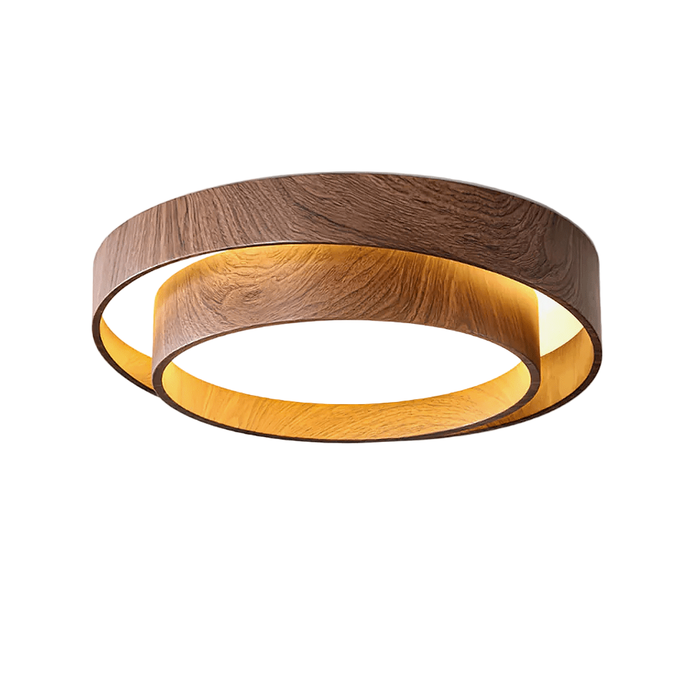 Flush Mount LED Light Fixture Walnut Finish for Bedroom Living Room Dining Area Low Profile Ambient Overhead Lighting Minimalist Contemporar | Thomler