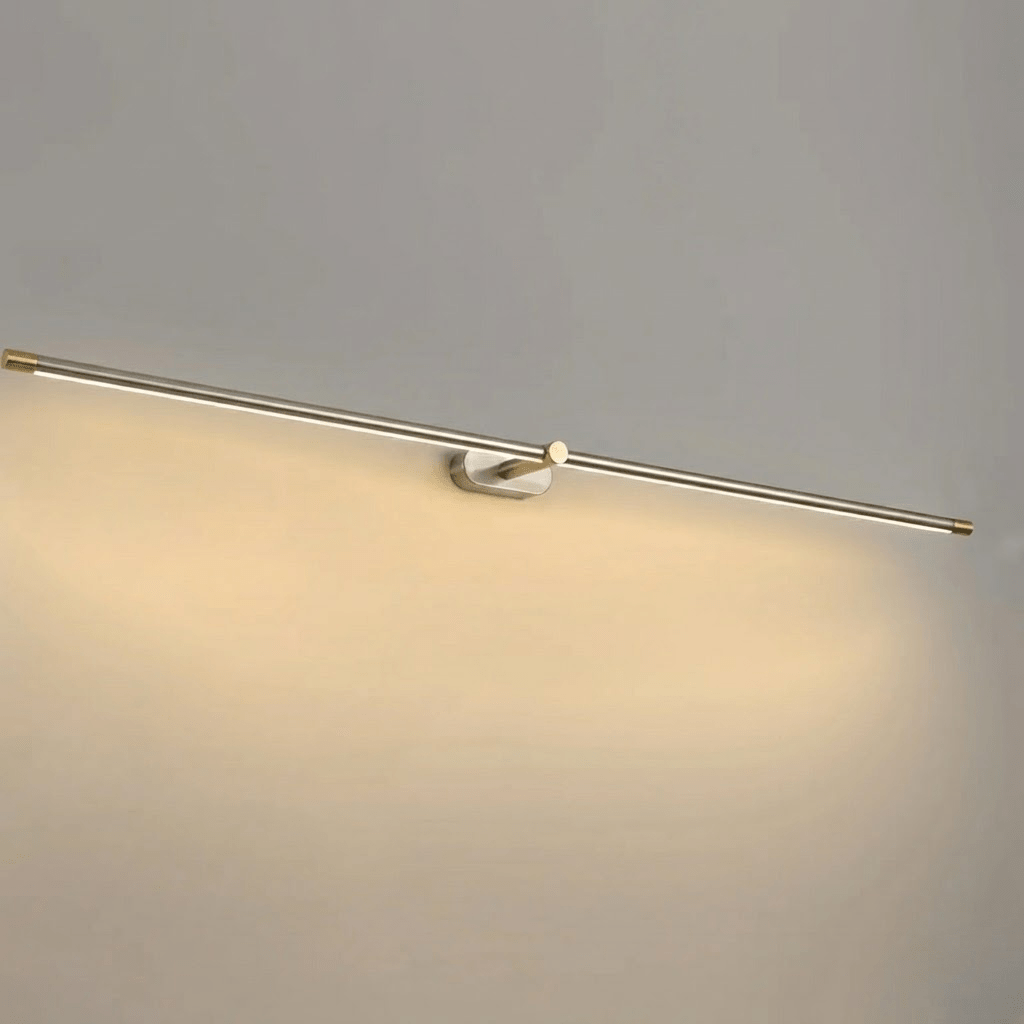 Lámpara de espejo de baño LED de 27 pulgadas, aplique de pared recargable y regulable, inalámbrico, color negro y dorado, accesorio de tocador con control táctil para baño de visitas