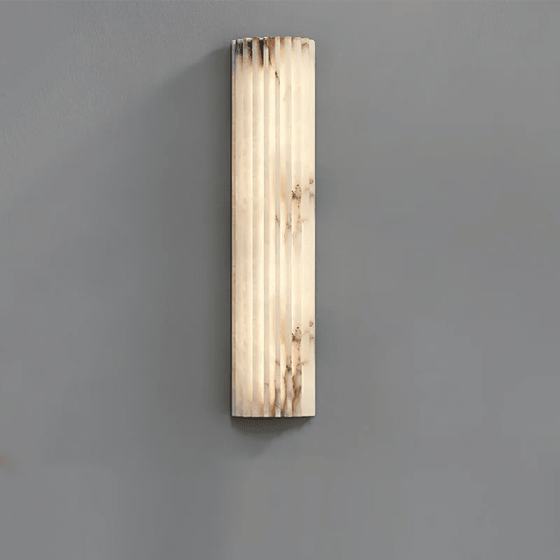 Aplique de pared de piedra natural de 12 pulgadas con LED integrado y superficie estriada, lámpara de interior para dormitorio, pasillo y sala de estar con luz ambiental cálida | Thomler