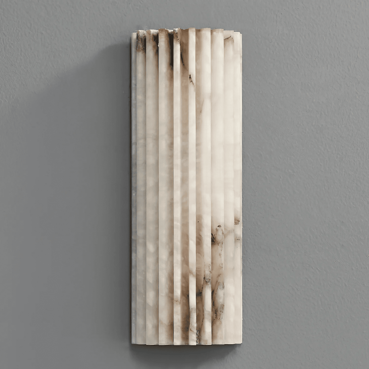 Aplique de pared de piedra natural de 12 pulgadas con LED integrado y superficie estriada, lámpara de interior para dormitorio, pasillo y sala de estar con luz ambiental cálida | Thomler