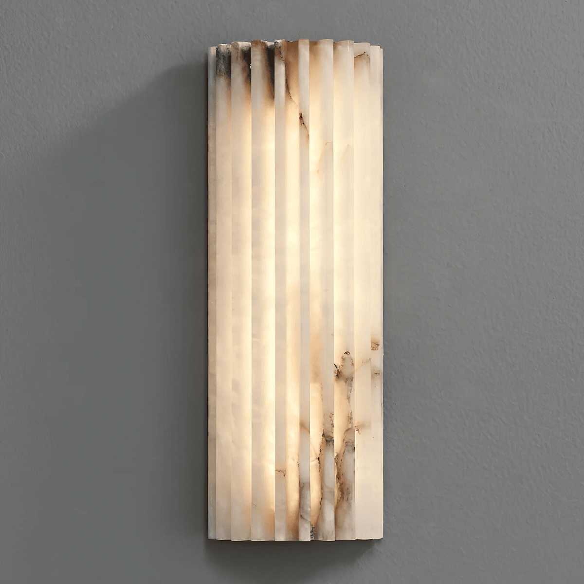 Aplique de pared de piedra natural de 12 pulgadas con LED integrado y superficie estriada, lámpara de interior para dormitorio, pasillo y sala de estar con luz ambiental cálida | Thomler