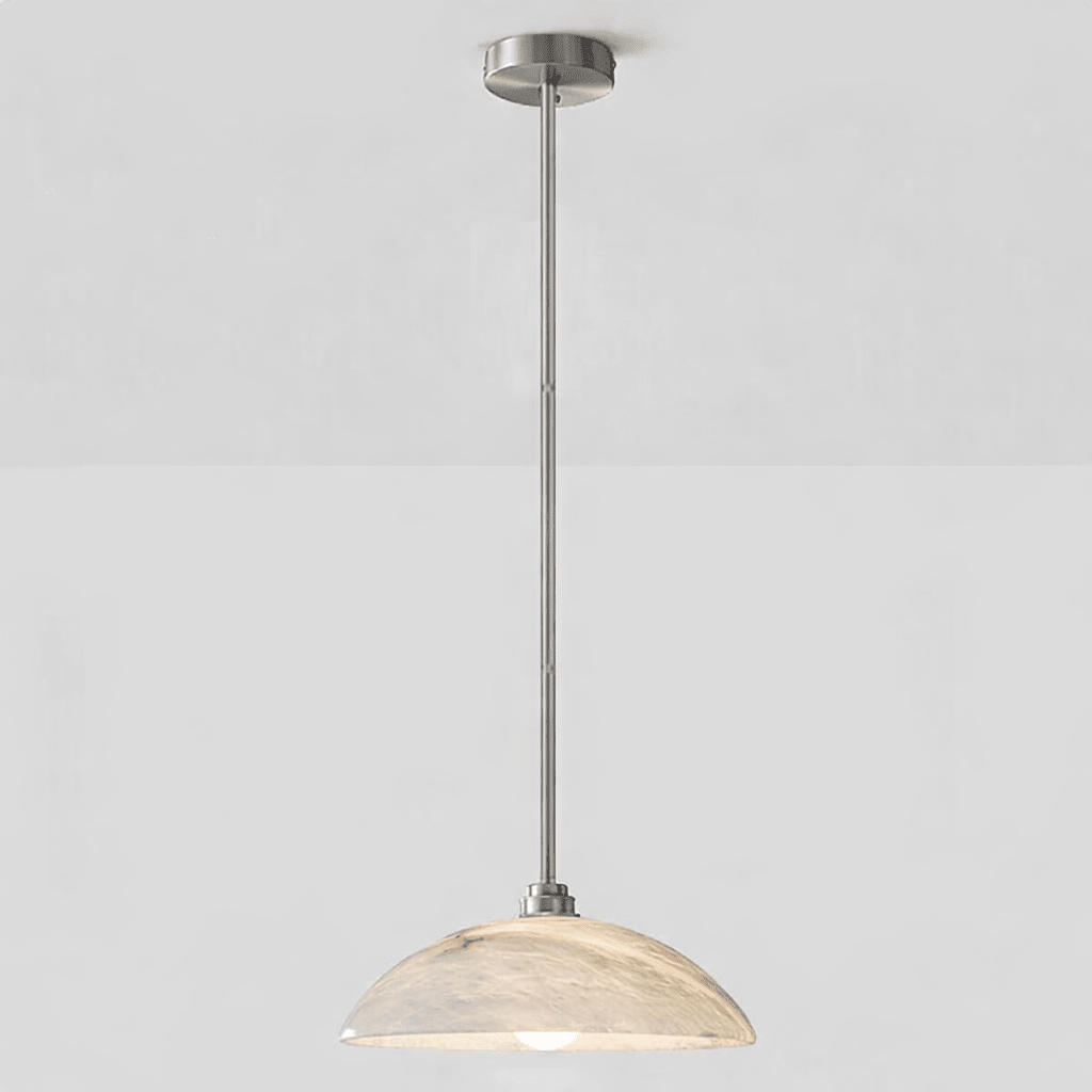 Lámpara de techo tipo globo de piedra blanca de 16 pulgadas, domo con cable ajustable para isla de cocina, comedor o sala de estar, lámpara colgante con casquillo E26 | Thomler