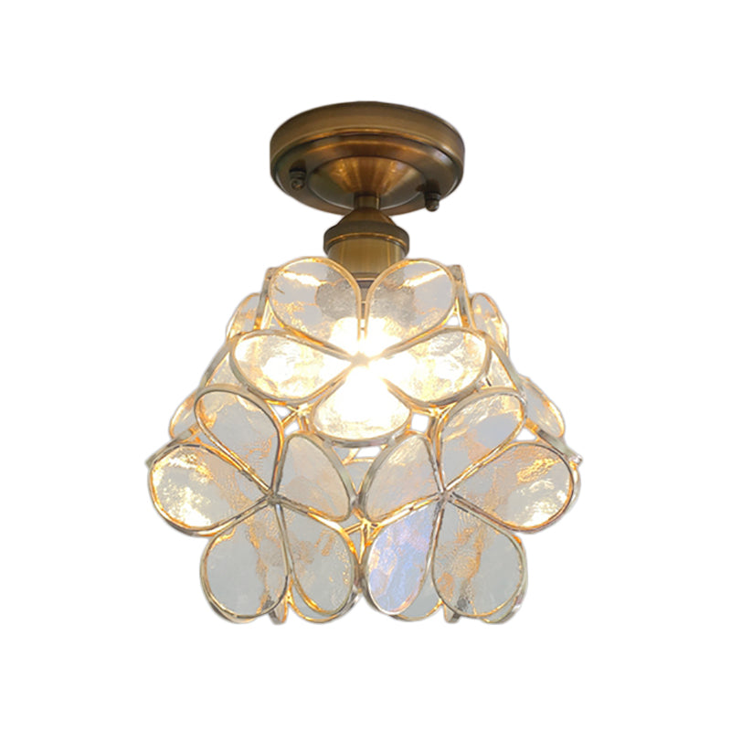 Deckenleuchte aus Tiffany-Glas mit botanischem Design – 8-Zoll-Halbeinbau-Kuppelleuchte für Flur, Schlafzimmer, Küche