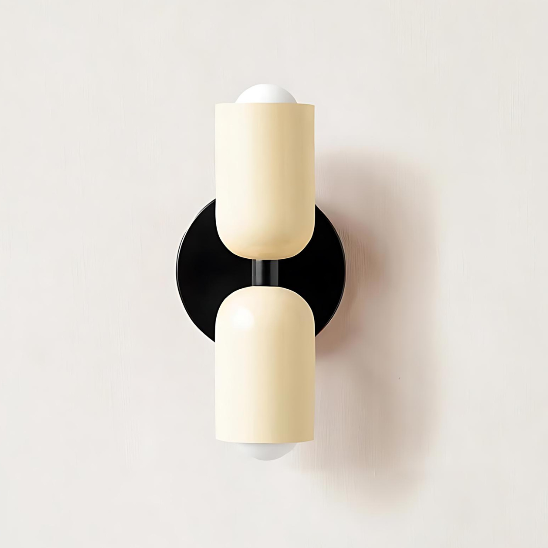 Dual-Socket Iron Sconce Warm Glow 4.7-Inch Cream E27 Fixture Compact Entry Bedroom Hallway Ambient Uplighting Living Room Corridor | Thomler