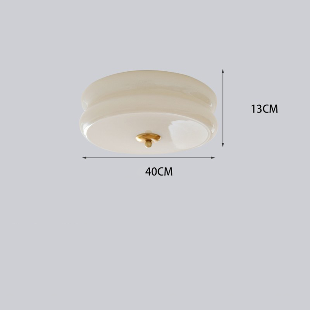Round Flush Mount LED Fixture with 3 Color Temperatures Glass Metal 5 in Height for Bedroom Dining Room Kitchen Adjustable Kelvin Switch Mod | Thomler