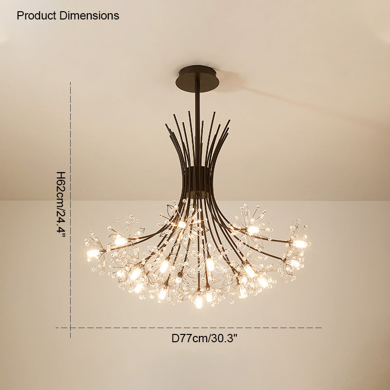 Multi-Arm Crystal Hanging Light Fixture 13-Bulb 20.5 Inch Diameter Sparkling Glass for Dining Room Living Room Entryway Bedroom Modern Adjus