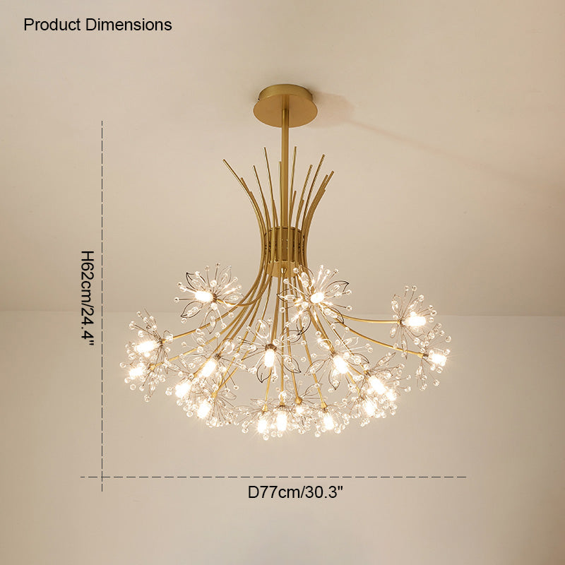 Multi-Arm Crystal Hanging Light Fixture 13-Bulb 20.5 Inch Diameter Sparkling Glass for Dining Room Living Room Entryway Bedroom Modern Adjus