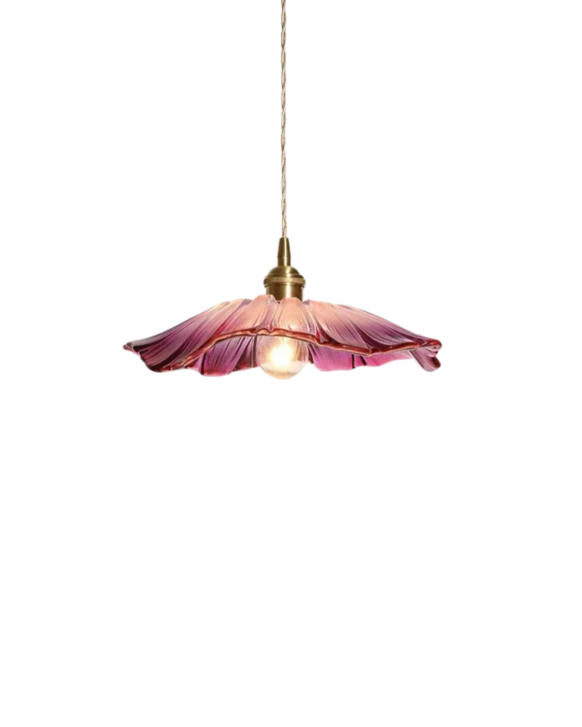 Glass Pendant Light with Brass Socket and Organic Petal Shape for Dining Room and Living Space | Thomler