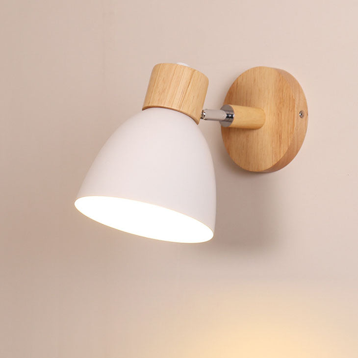 Hardwired Wall Sconce with Iron & Wood Accents – Compact Bedside Reading Fixture, E26 Socket, 40W Max – Modern Lighting for Bedroom, Study & | Thomler
