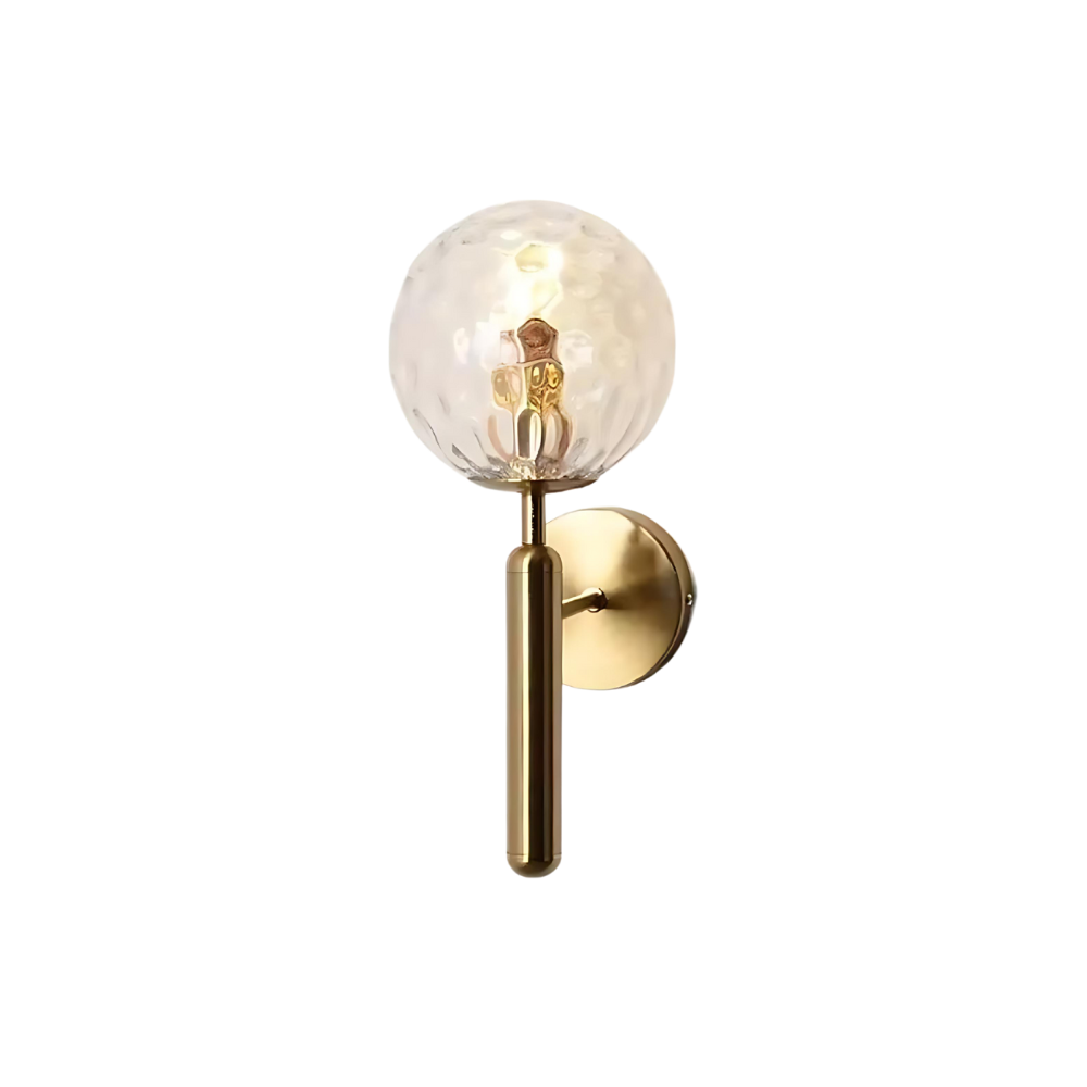 Globe Wall Sconce with 5.5-Inch Glass Shade Black and Gold Finish Bedroom Hallway Ambient Light E14 Socket Modern Minimalist Design for Entr | Thomler