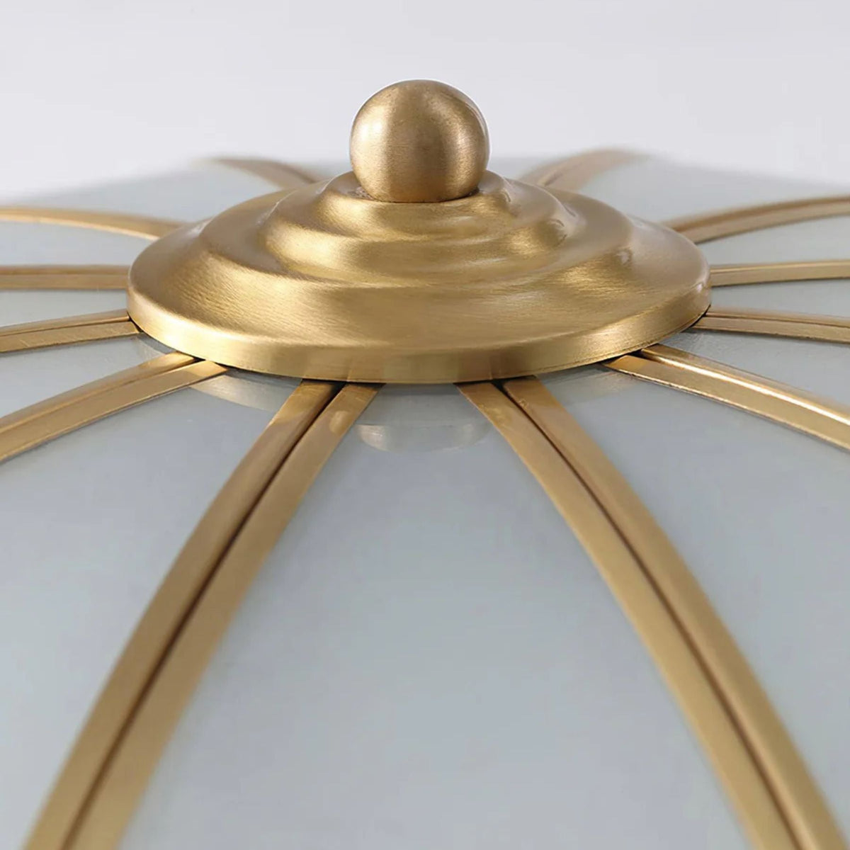 Flush Mount Glass Shade Fixture with Brass Frame Round Design for Entryway Kitchen Bedroom Ambient Overhead Lighting Home Décor | Thomler