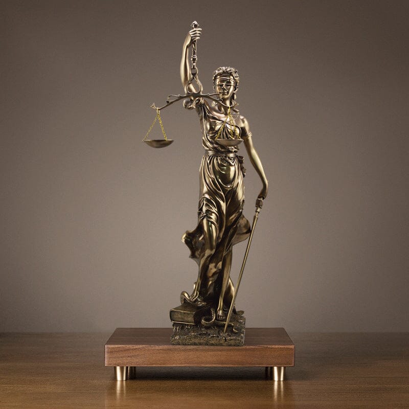 Lady-Justitia-Figur aus Kunstharz, 30 cm, bronzefarbene Statue für Büro, Schreibtisch, Bibliothek, Arbeitszimmer, Anwaltskanzlei, Dekoration, Rechtssymbol, Skulptur, Bücherregal-Ornament | Thomler
