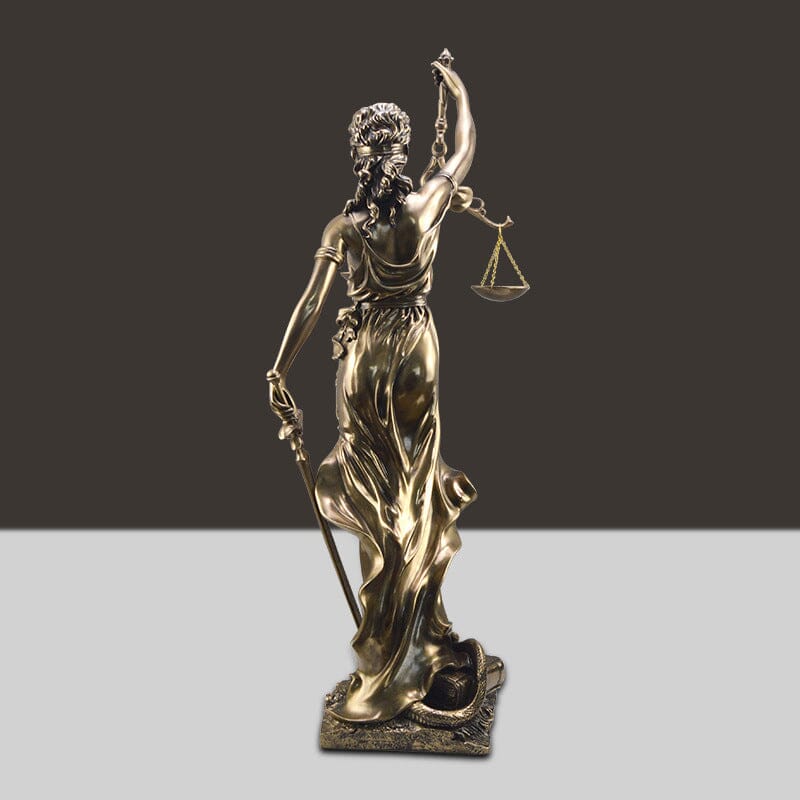Lady-Justitia-Figur aus Kunstharz, 30 cm, bronzefarbene Statue für Büro, Schreibtisch, Bibliothek, Arbeitszimmer, Anwaltskanzlei, Dekoration, Rechtssymbol, Skulptur, Bücherregal-Ornament | Thomler