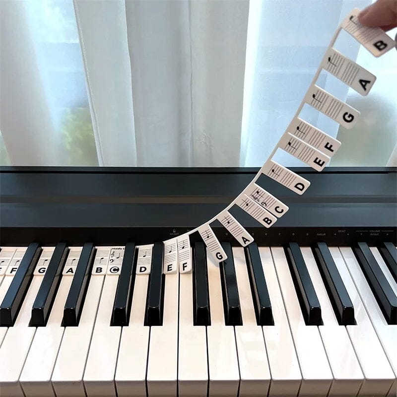 Abnehmbare Silikon-Klaviertastatur-Aufkleber für 88-Tasten-Keyboards | Lernhilfe für Anfänger mit Notensystem | Schnell installierbare Lernhilfe für Flügel und Klaviere