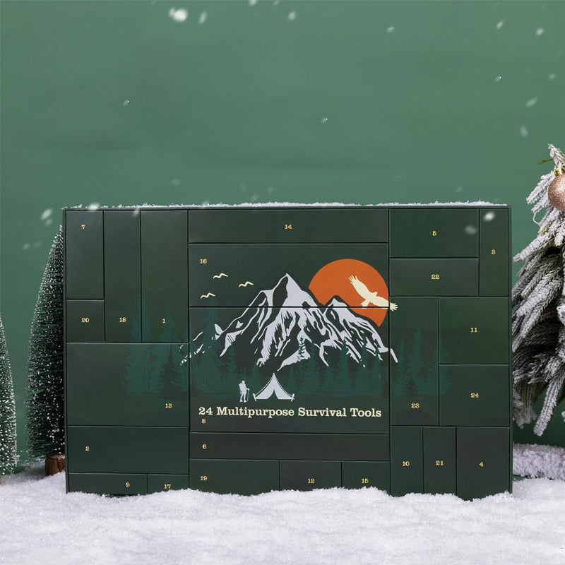 Outdoor Survival Gear Advent Calendar for Men – 24 Days of Adventure Tools for Camping Hiking Wilderness Exploration | Thomler