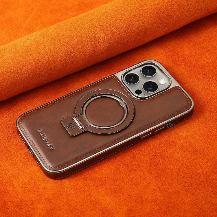 Strukturiertes iPhone-Case mit klappbarem Ständer und magnetischer Ring-Ausrichtung