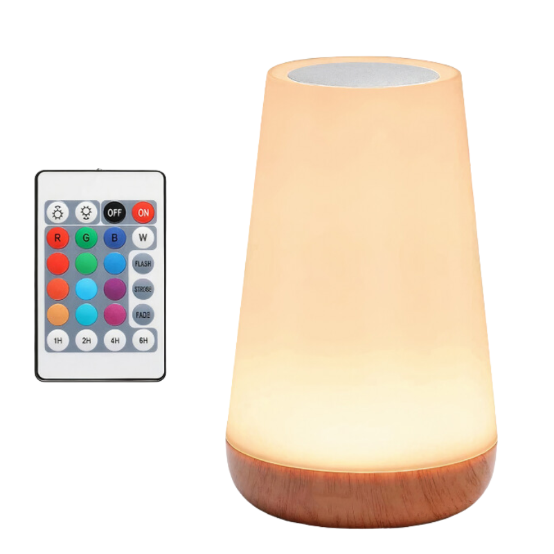 Touch-bediende kleurveranderende tafellamp met afstandsbediening – 13 RGB-kleuren, 5 helderheidsniveaus, draadloos oplaadbaar sfeernachtlampje